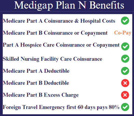 this chart shows what benefits are covered by the Medigap Plan N
